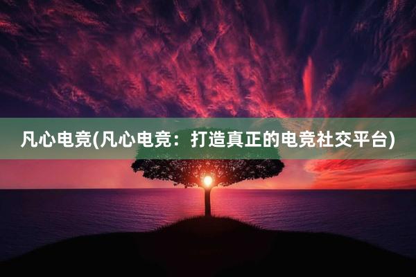 凡心电竞(凡心电竞：打造真正的电竞社交平台)