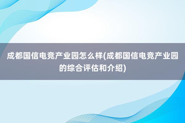 成都国信电竞产业园怎么样(成都国信电竞产业园的综合评估和介绍)