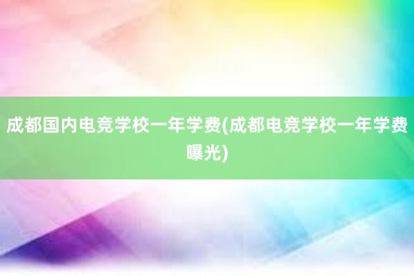 成都国内电竞学校一年学费(成都电竞学校一年学费曝光)