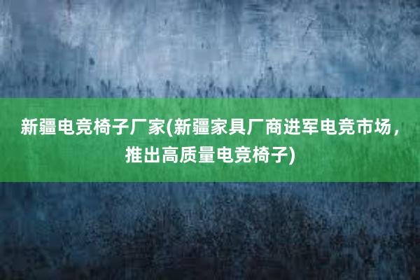 新疆电竞椅子厂家(新疆家具厂商进军电竞市场，推出高质量电竞椅子)