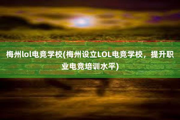 梅州lol电竞学校(梅州设立LOL电竞学校，提升职业电竞培训水平)