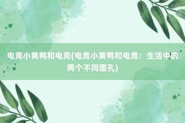 电竞小黄鸭和电竞(电竞小黄鸭和电竞：生活中的两个不同面孔)