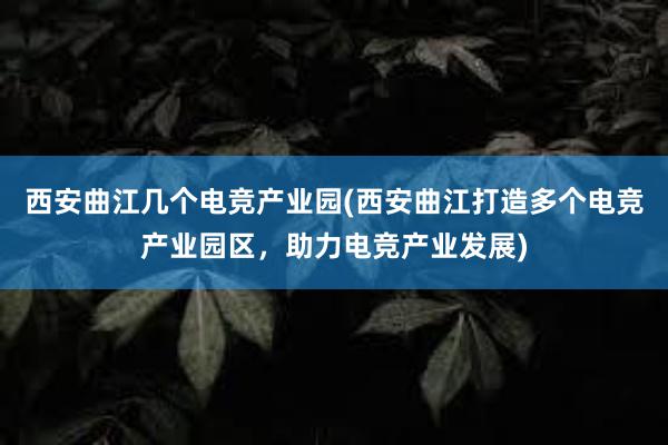 西安曲江几个电竞产业园(西安曲江打造多个电竞产业园区，助力电竞产业发展)