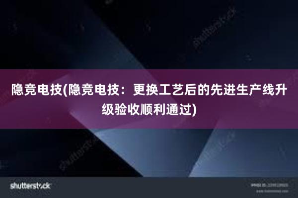 隐竞电技(隐竞电技：更换工艺后的先进生产线升级验收顺利通过)