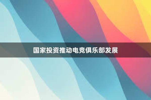 国家投资推动电竞俱乐部发展