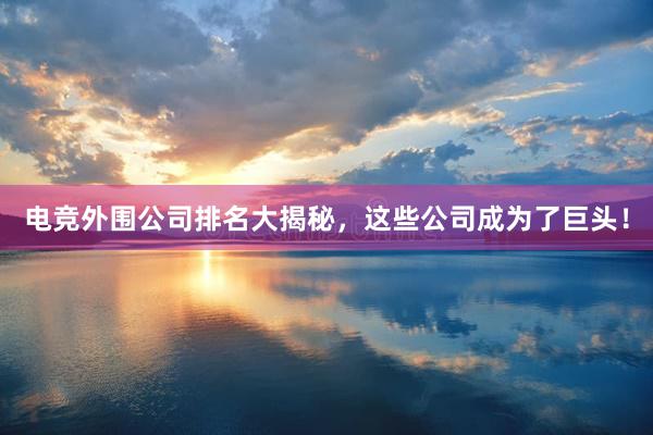 电竞外围公司排名大揭秘，这些公司成为了巨头！