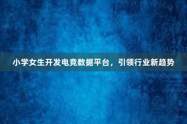 小学女生开发电竞数据平台，引领行业新趋势