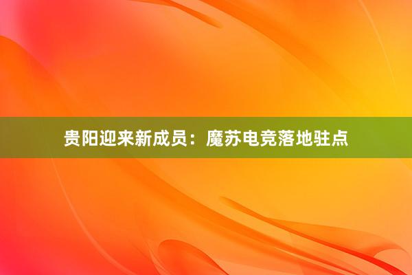 贵阳迎来新成员：魔苏电竞落地驻点